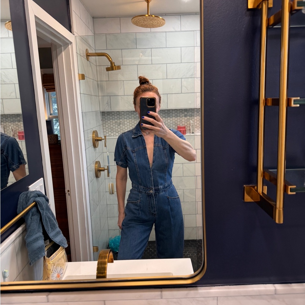 We The Free Blue Denim Jumpsuit